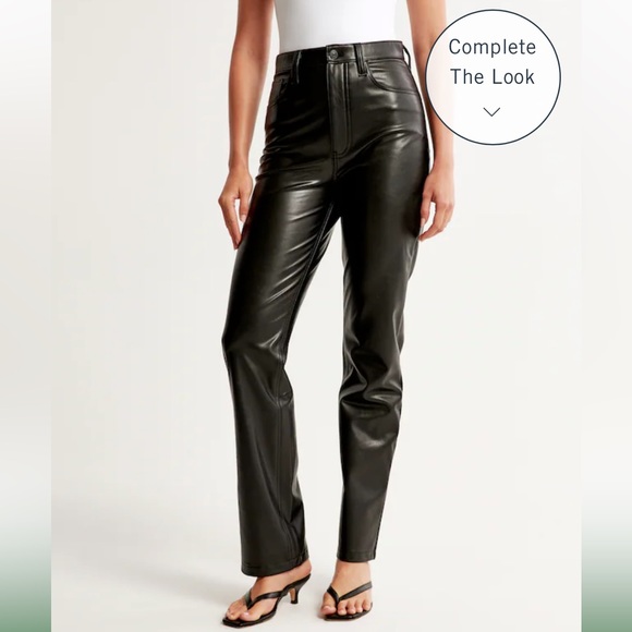 Abercrombie Vegan Leather 90s Straight Ultra High Rise Pants - Picture 1 of 4
